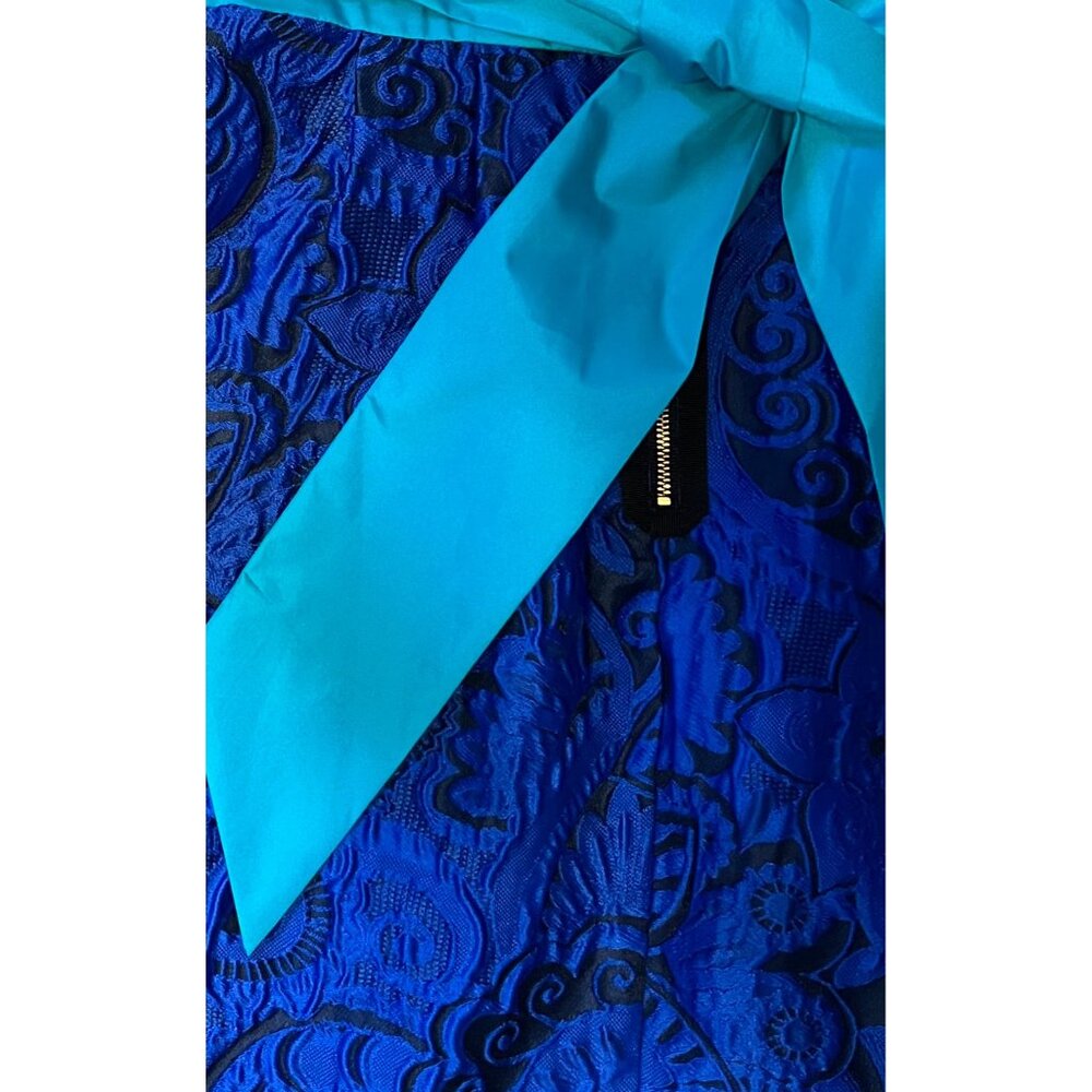 Anthropologie Blue Lace Midi Dress with Mint Sash - Picture 9 of 10